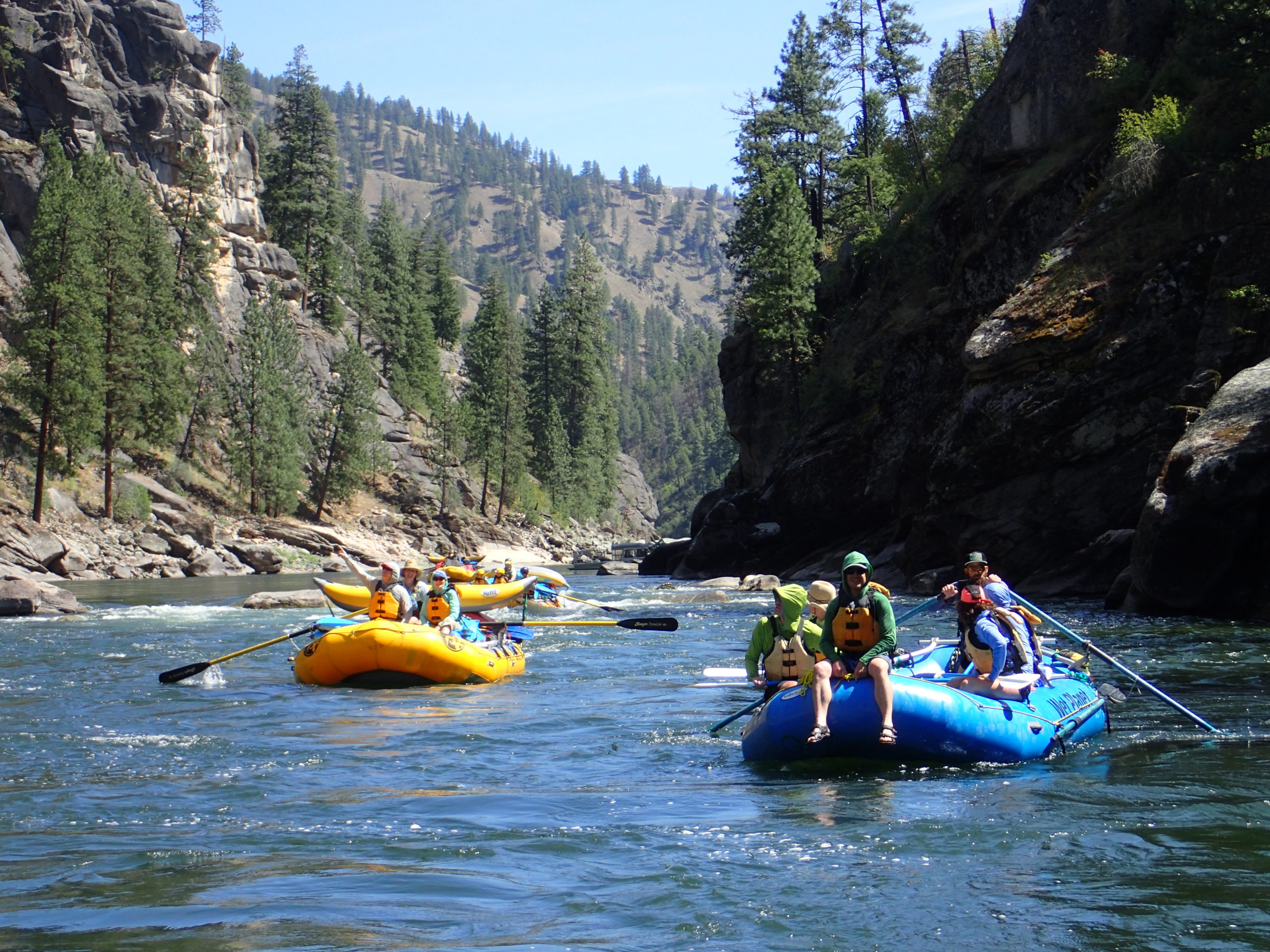 Two rubber rafts on the Main Salmon River in Idaho