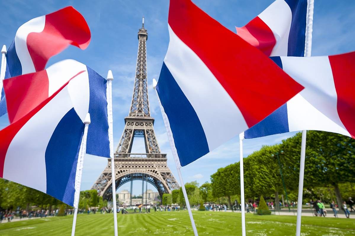 Eiffel Tower and French Flags